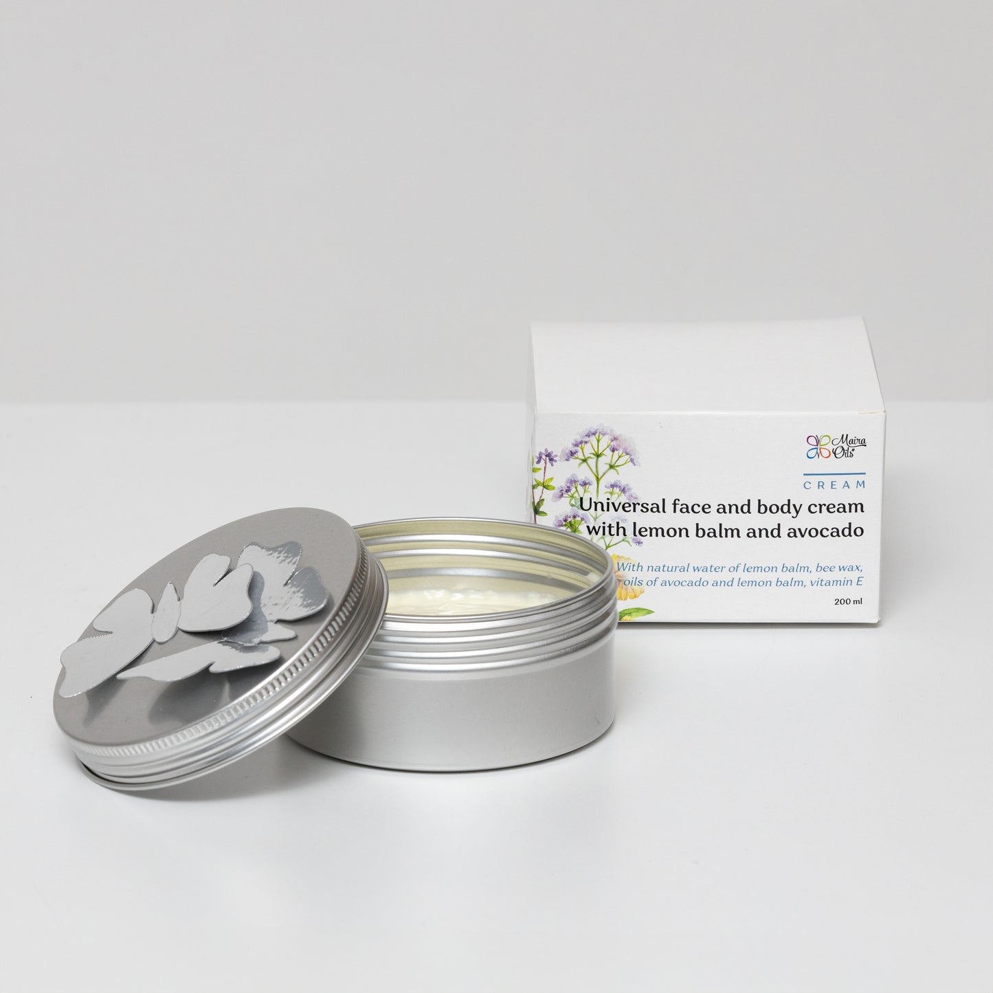 Universal face and body cream with lemon balm and avocado